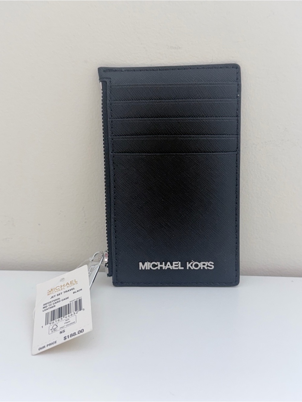 Michael Kors Jet Set Travel Top Zip Card Case Black NWT - Picture 3 of 7